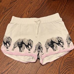 GAP White and Pink Elephant Print Lounge Shorts